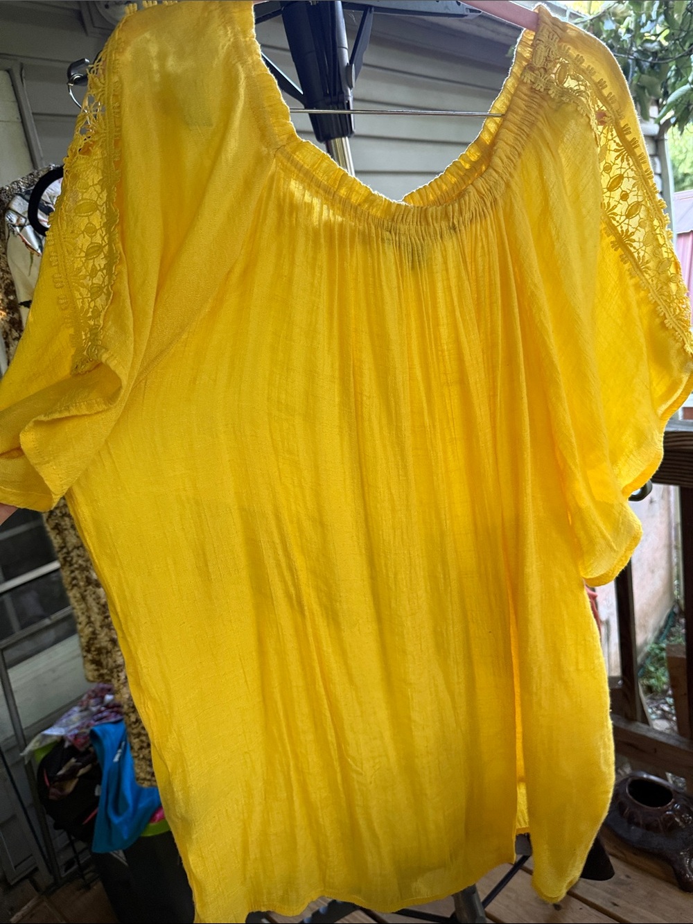 Zac & Rachael 2x Bright Yellow Women's Peasant Top - Lightweight Summer Blouse